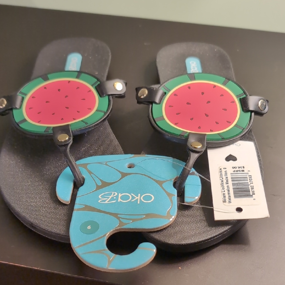 OKA b. Watermelon Sandals - Black and Green